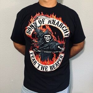Sons of Anarchy Men Black Fear the Reaper Crew Neck Short Sleeves T-Shirt Sz XL